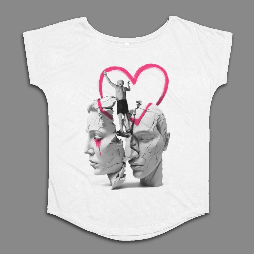 Abstract Art with Sculptures and Pink Heart T-Shirt