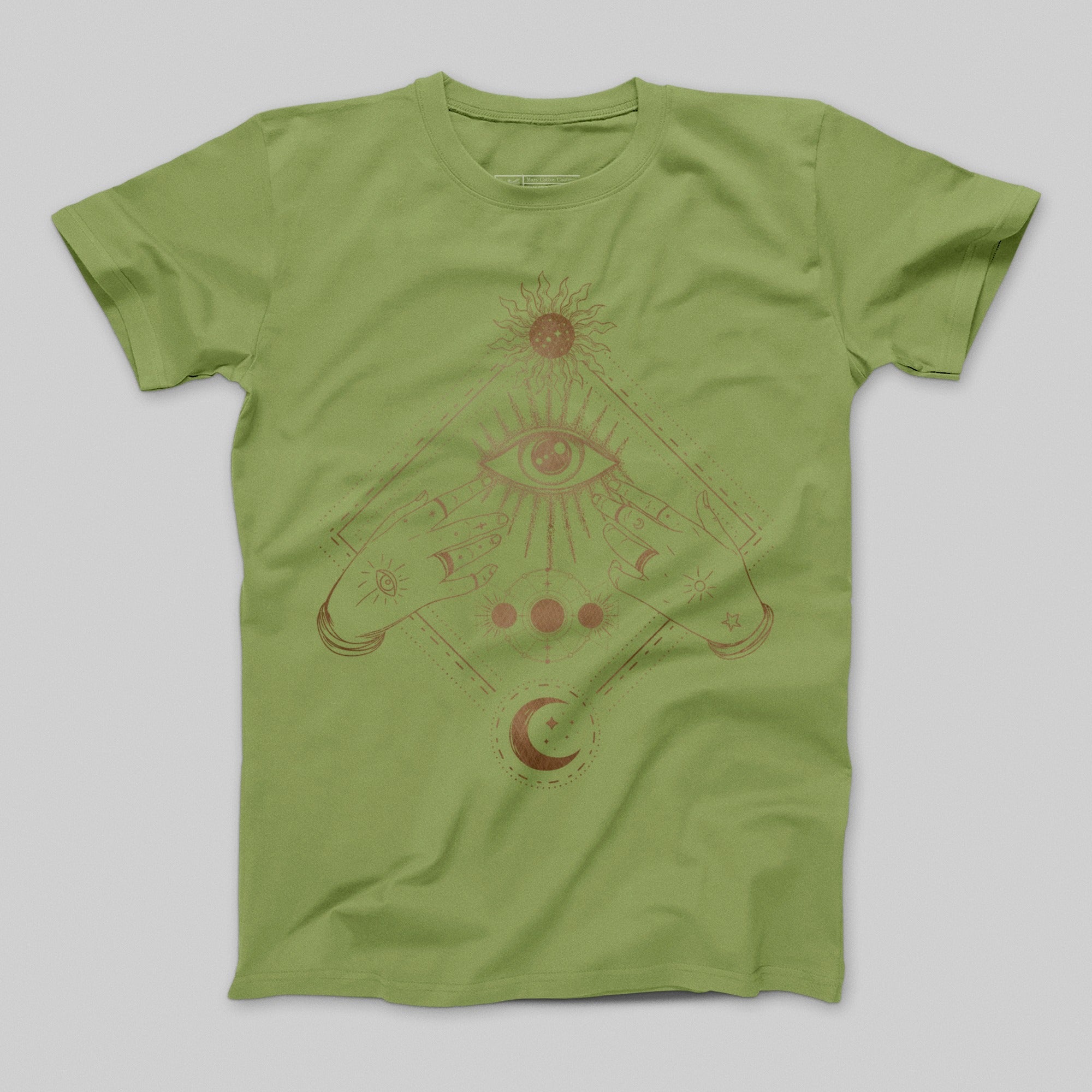 Mystical Eye and Hands Graphic Design T-shirt