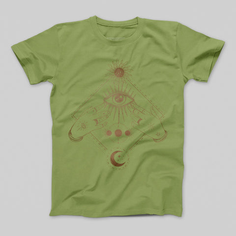 Mystical Eye and Hands Graphic Design T-shirt
