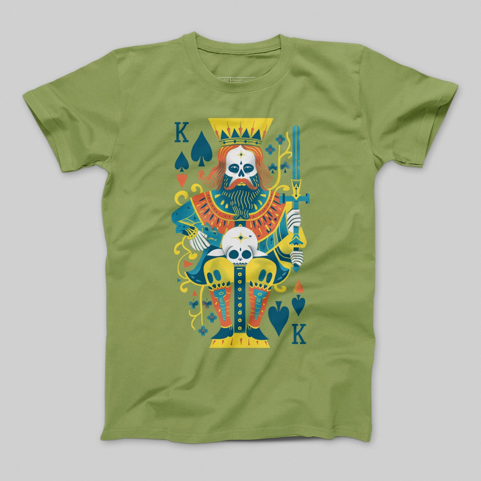 Colorful King of Spades Skull T-shirt for Enthusiasts