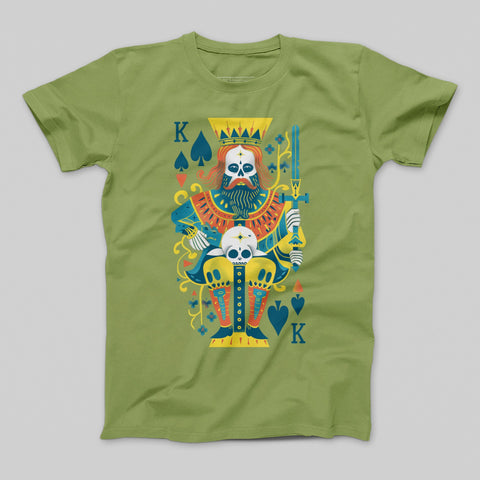 Colorful King of Spades Skull T-shirt for Enthusiasts