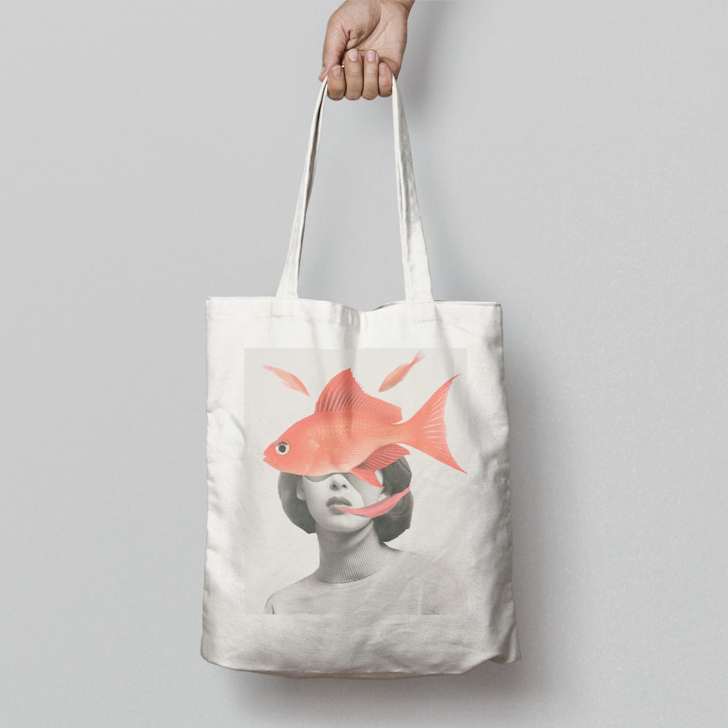 Artistic Fish and Woman Print Tote Bag Product