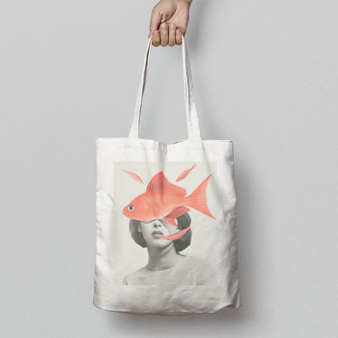 Artistic Fish and Woman Print Tote Bag Product