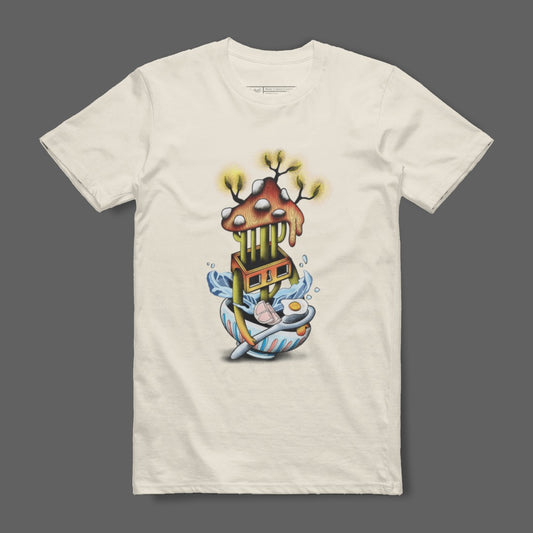 Unique Abstract Mushroom Cat Graphic Tee