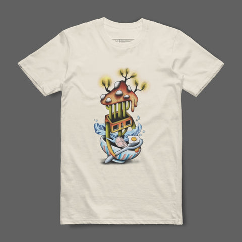 Unique Abstract Mushroom Cat Graphic Tee
