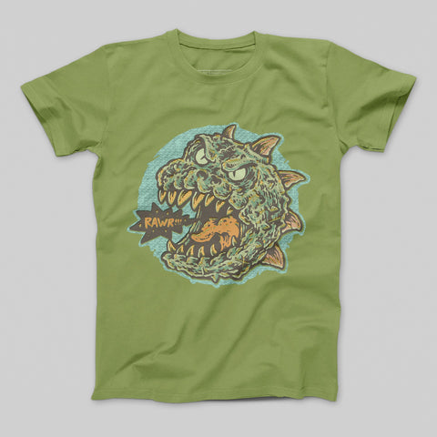 Rawr Dinosaur Graphic Green T-Shirt for All Ages