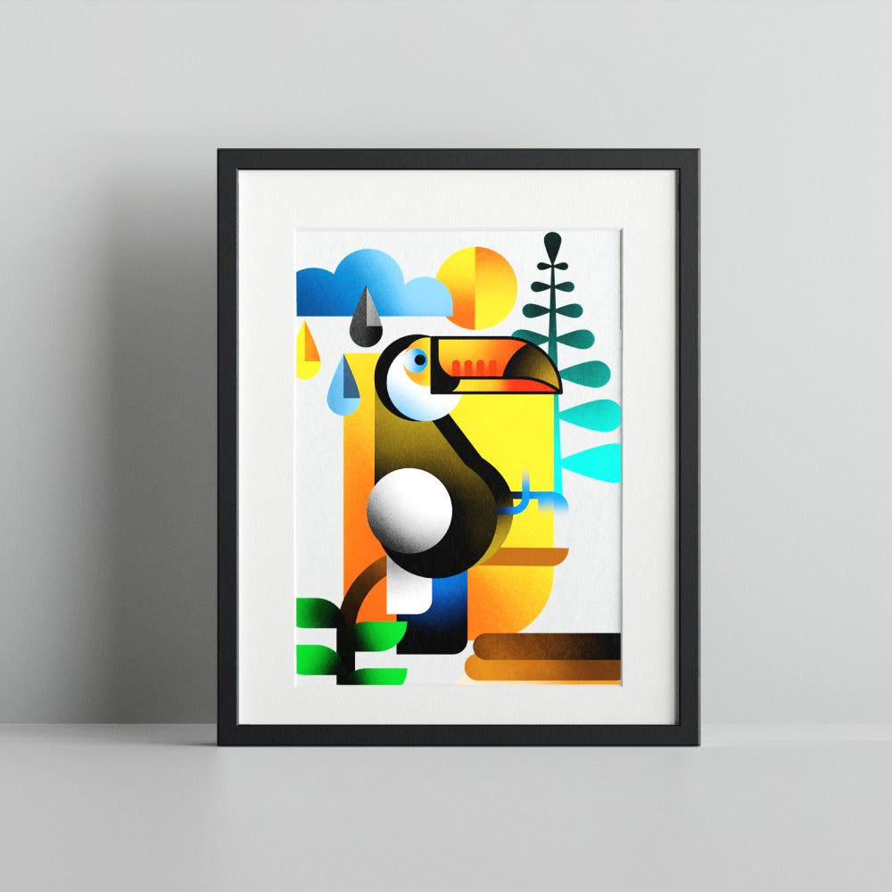 Colorful Geometric Toucan Wall Art Decor Product