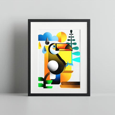 Colorful Geometric Toucan Wall Art Decor Product
