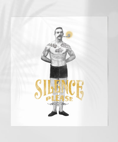 Silence Please Vintage Graphic Art Print