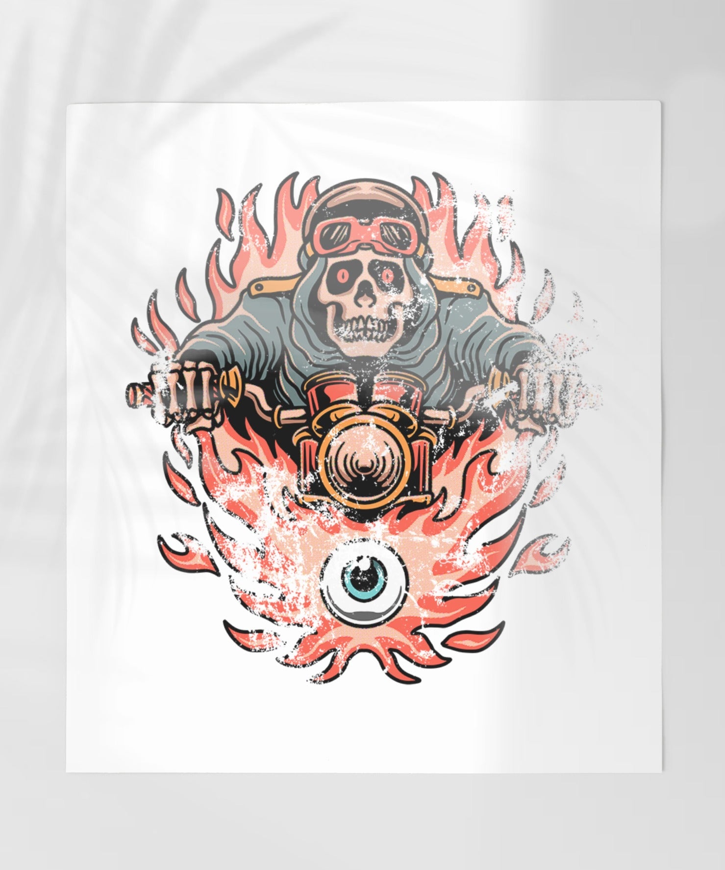 Fiery Skeleton Motorcycle Rider Unique Art Print