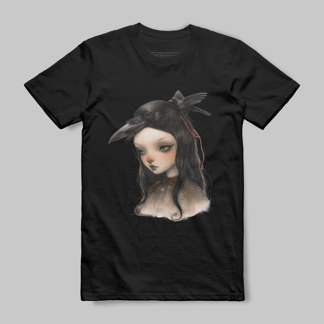 Gothic Girl With Raven Artwork T-Shirt Product