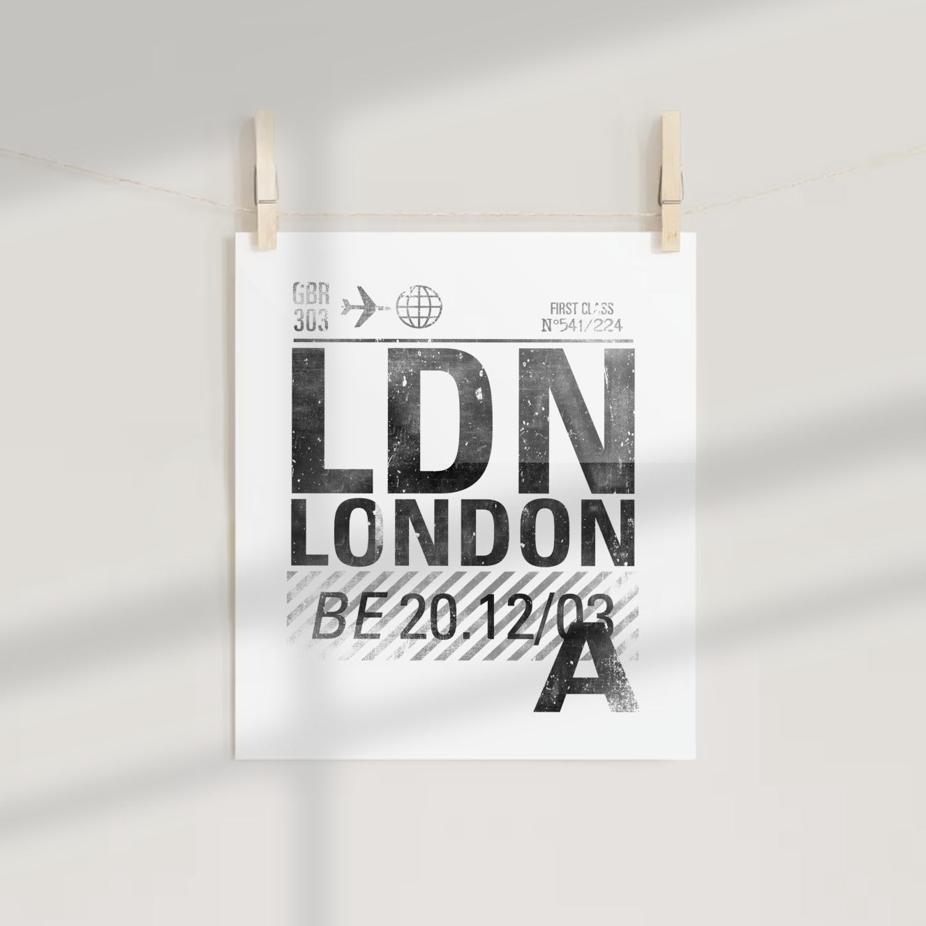 LDN London Flight Ticket Design Wall Poster Print