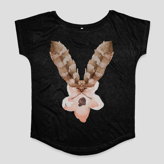 Feather Art Design Graphic Black Relaxed Shirt