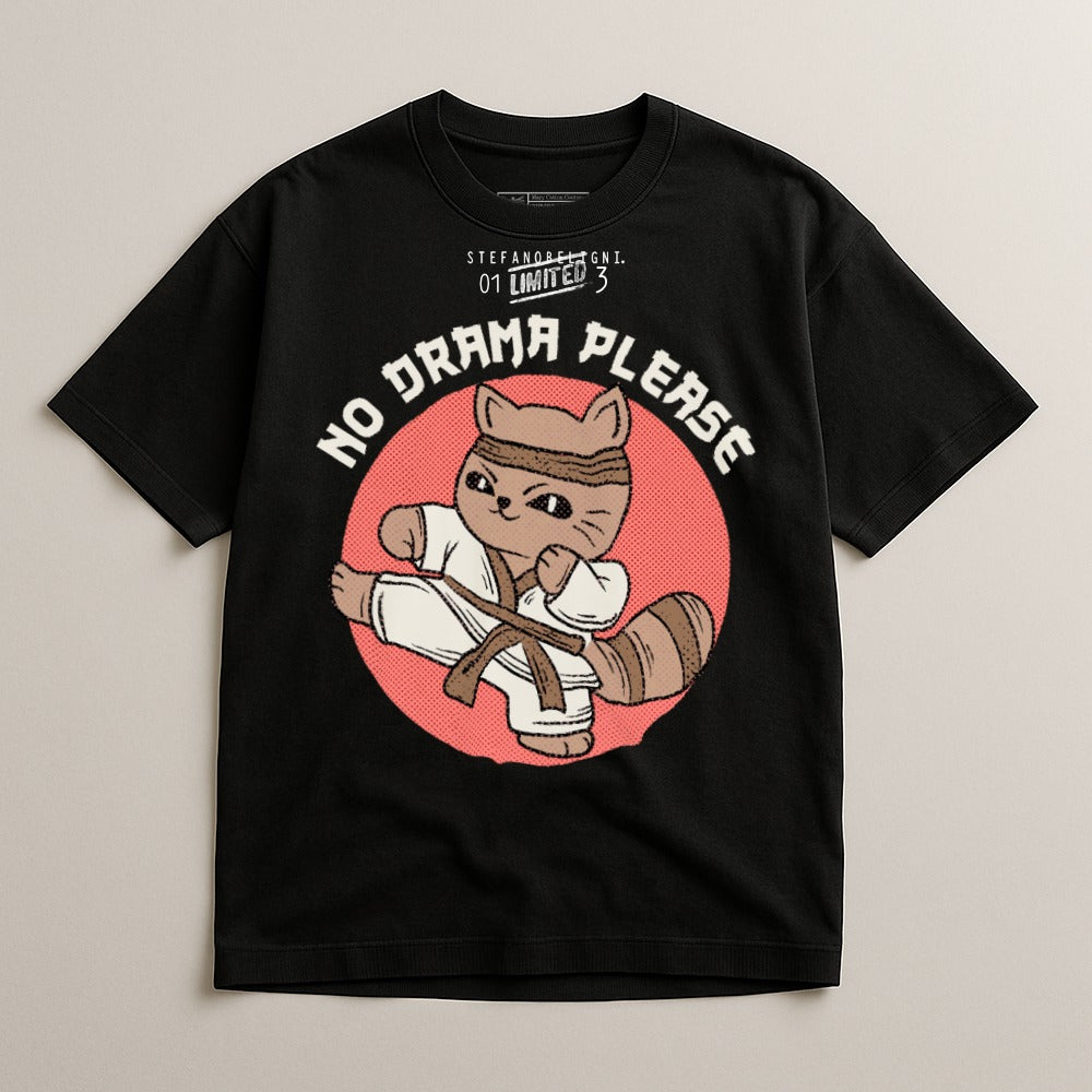 No Drama Please Cat Karate Graphic T-shirt