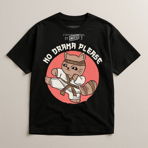 No Drama Please Cat Karate Graphic T-shirt