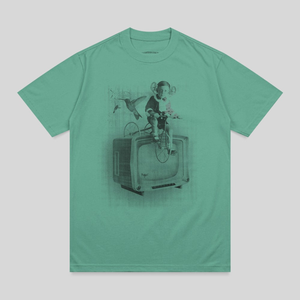 Surreal Child Bike TV Hummingbird Artistic Graphic T-shirt product type