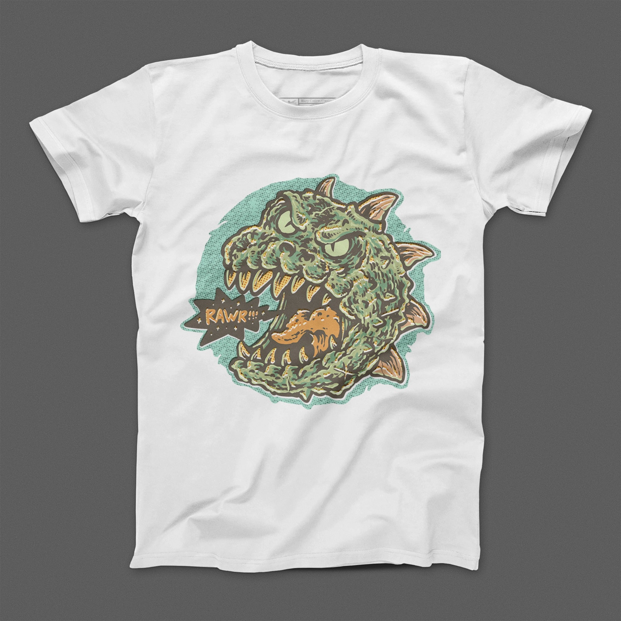 Monster Graphic Tee with 'RAWR' Text T-shirt