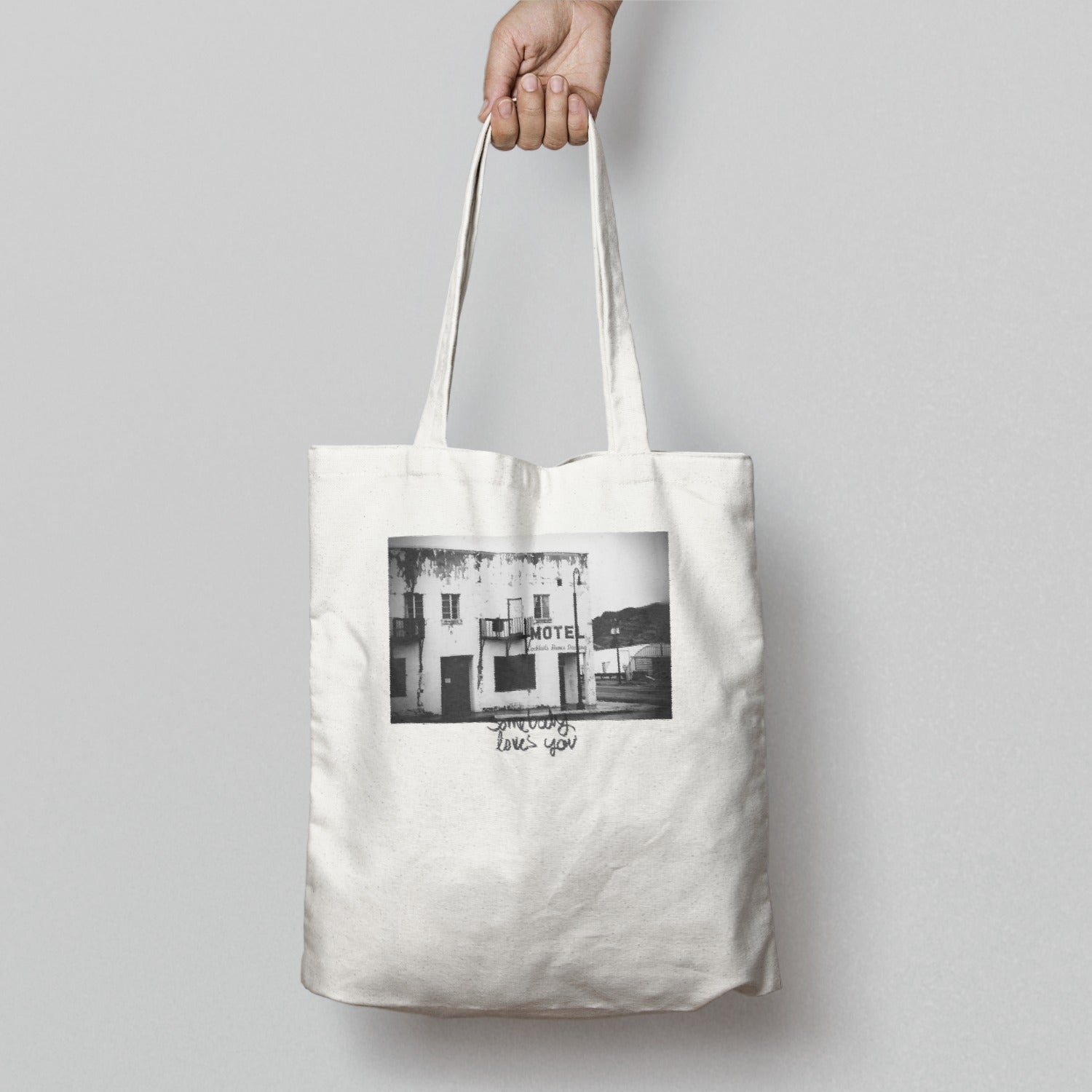 Artistic Tote Bag with Vintage Motel Print Design