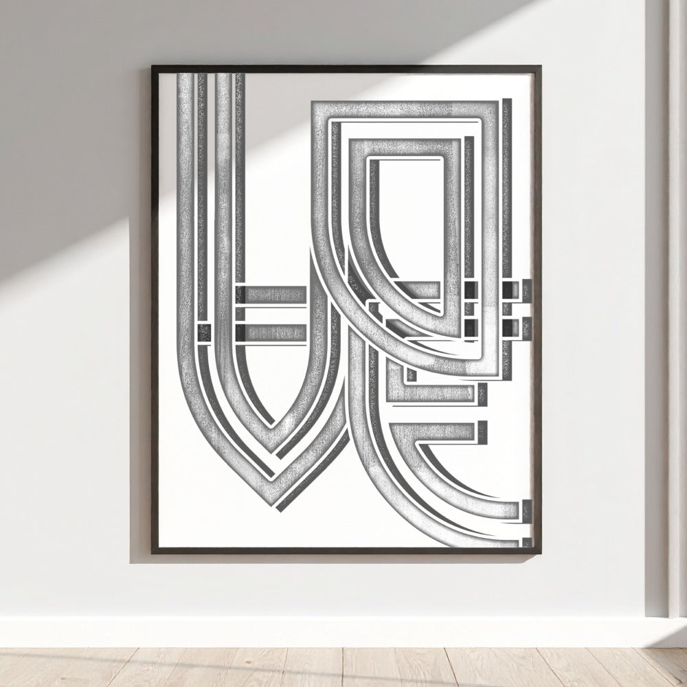 Abstract Geometric Black and White Wall Art Product