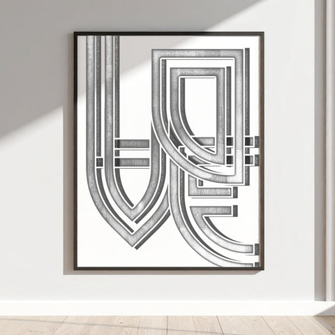 Abstract Geometric Black and White Wall Art Product