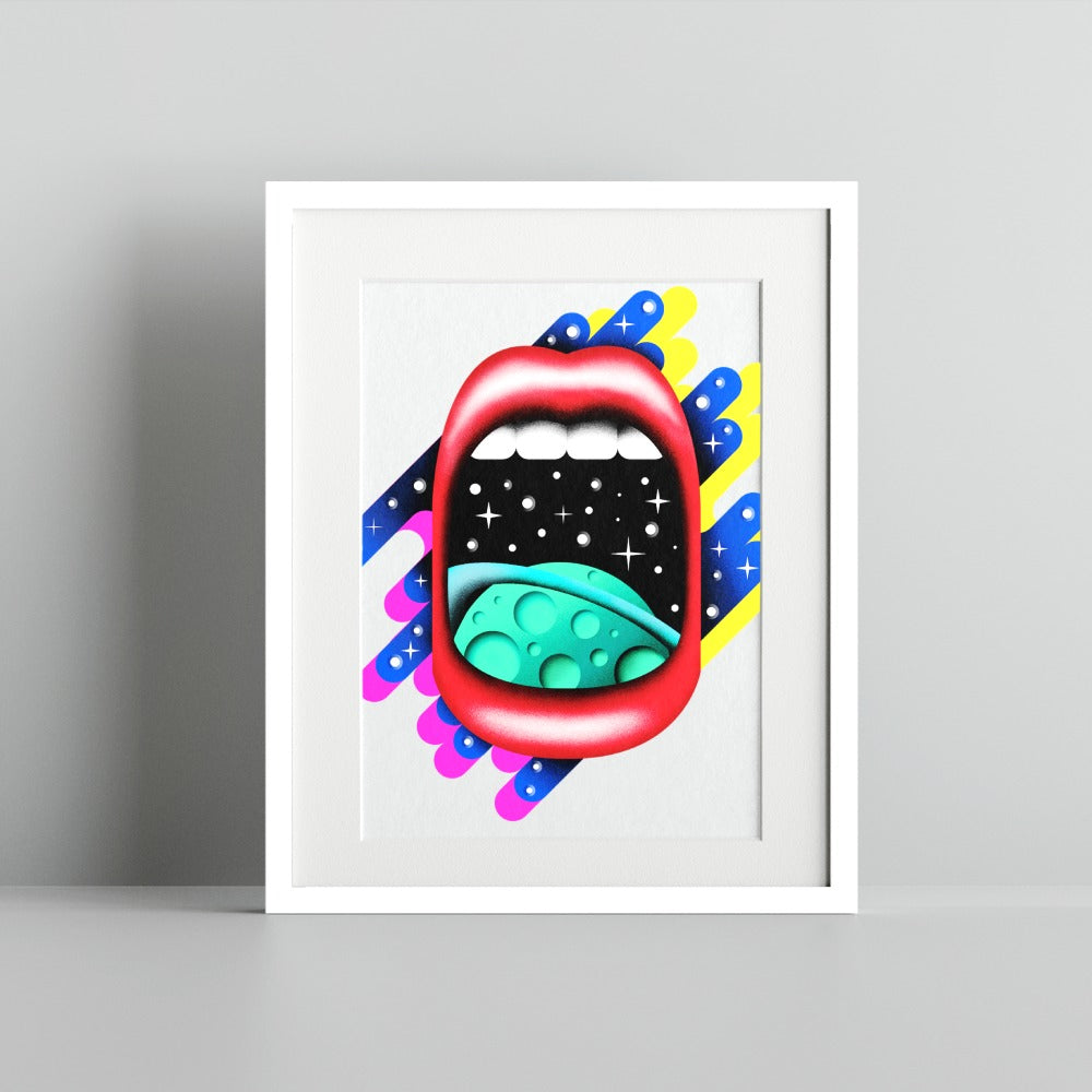 Vibrant Cosmos and Mouth Print Wall Art Decor