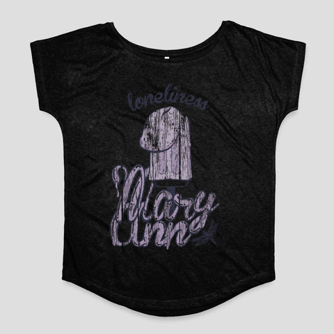 Loneliness Mary Anne Graphic Print Black T-shirt