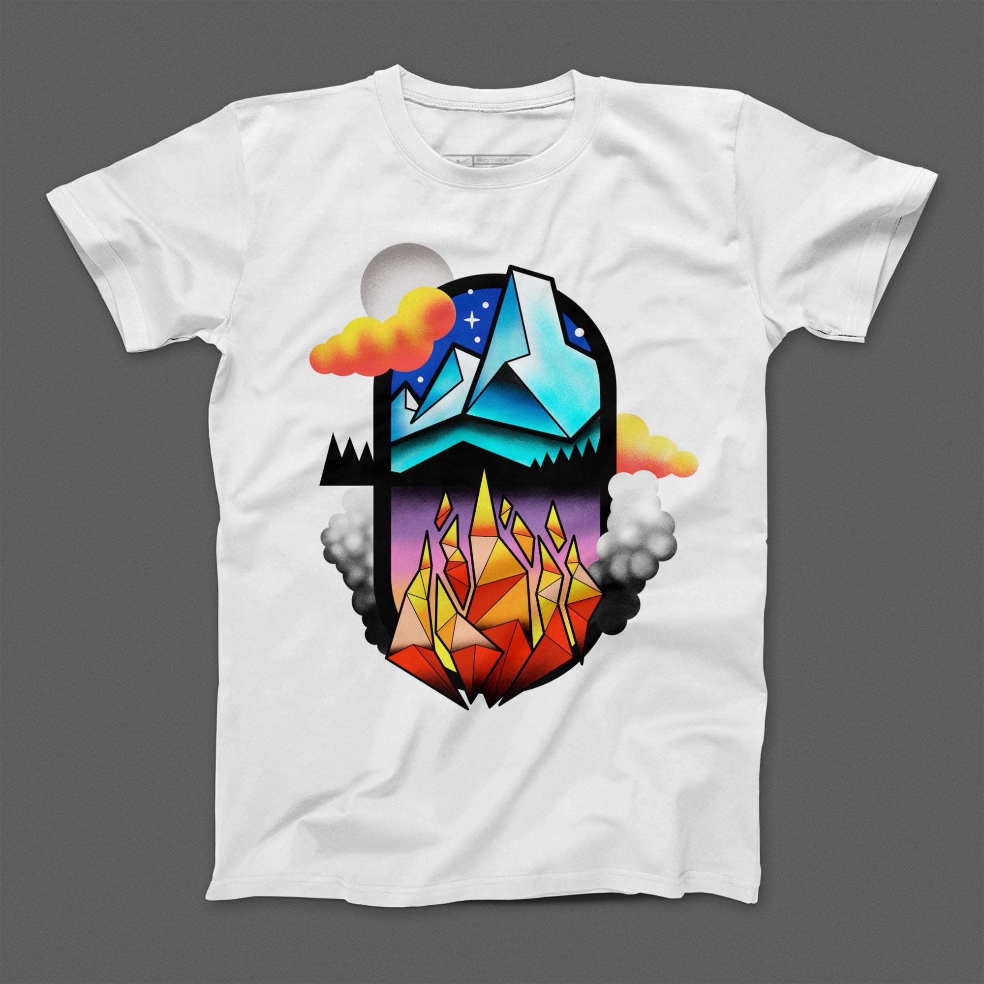 Colorful Geometric Mountain and Forest T-shirt