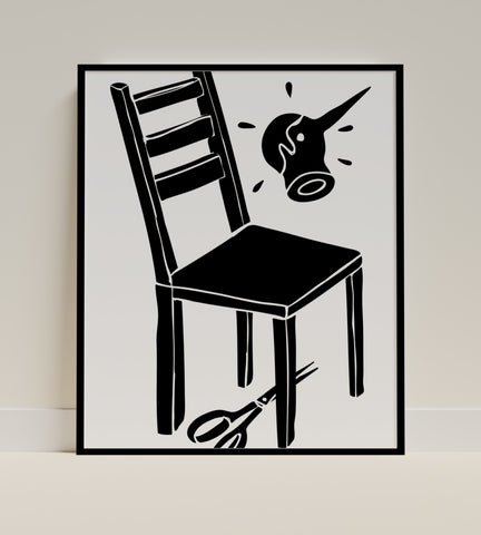 Abstract Chair Scissors and Unicorn Poster Art