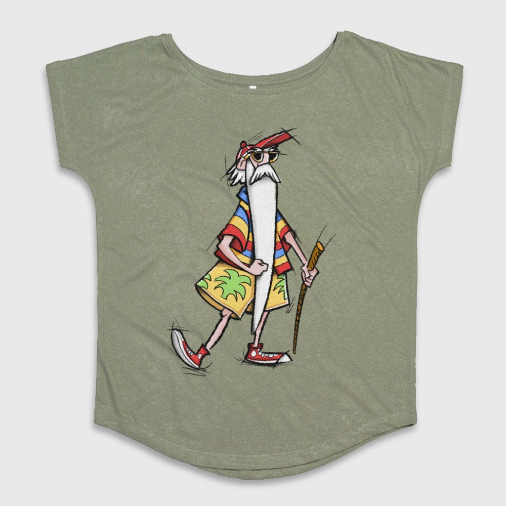 Cartoon Character on Casual Green Short Sleeve Shirt
