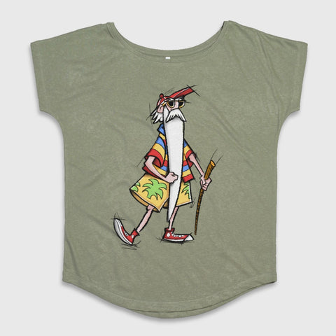 Cartoon Character on Casual Green Short Sleeve Shirt