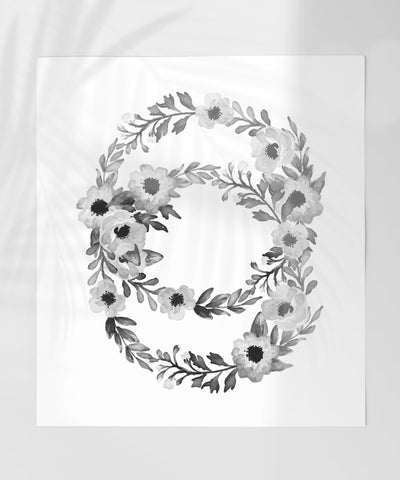 Elegant Floral Wreath Design with Monochrome Flowers Poster