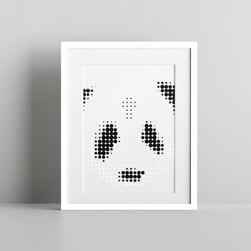 Minimalist Panda Dot Art Print Framed Wall Decor