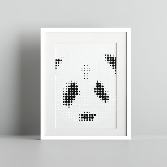 Minimalist Panda Dot Art Print Framed Wall Decor