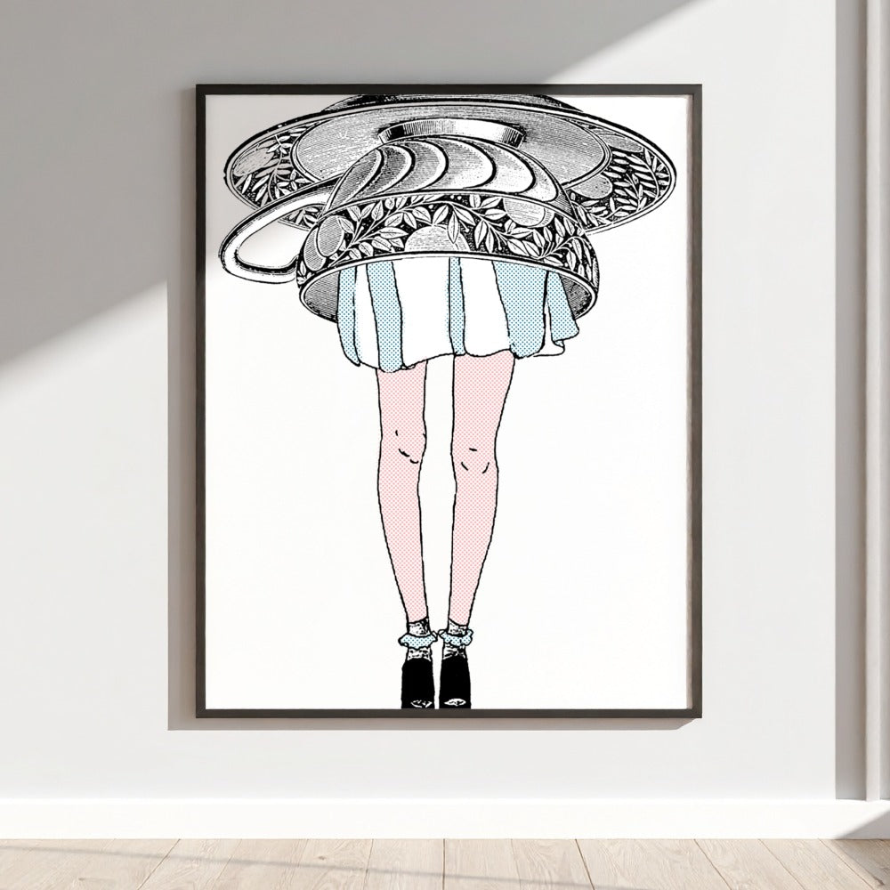 Illustrated Legs and Plates Framed Art Print Decor