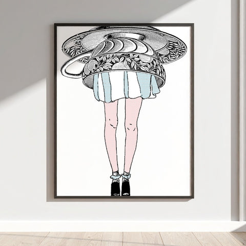 Illustrated Legs and Plates Framed Art Print Decor