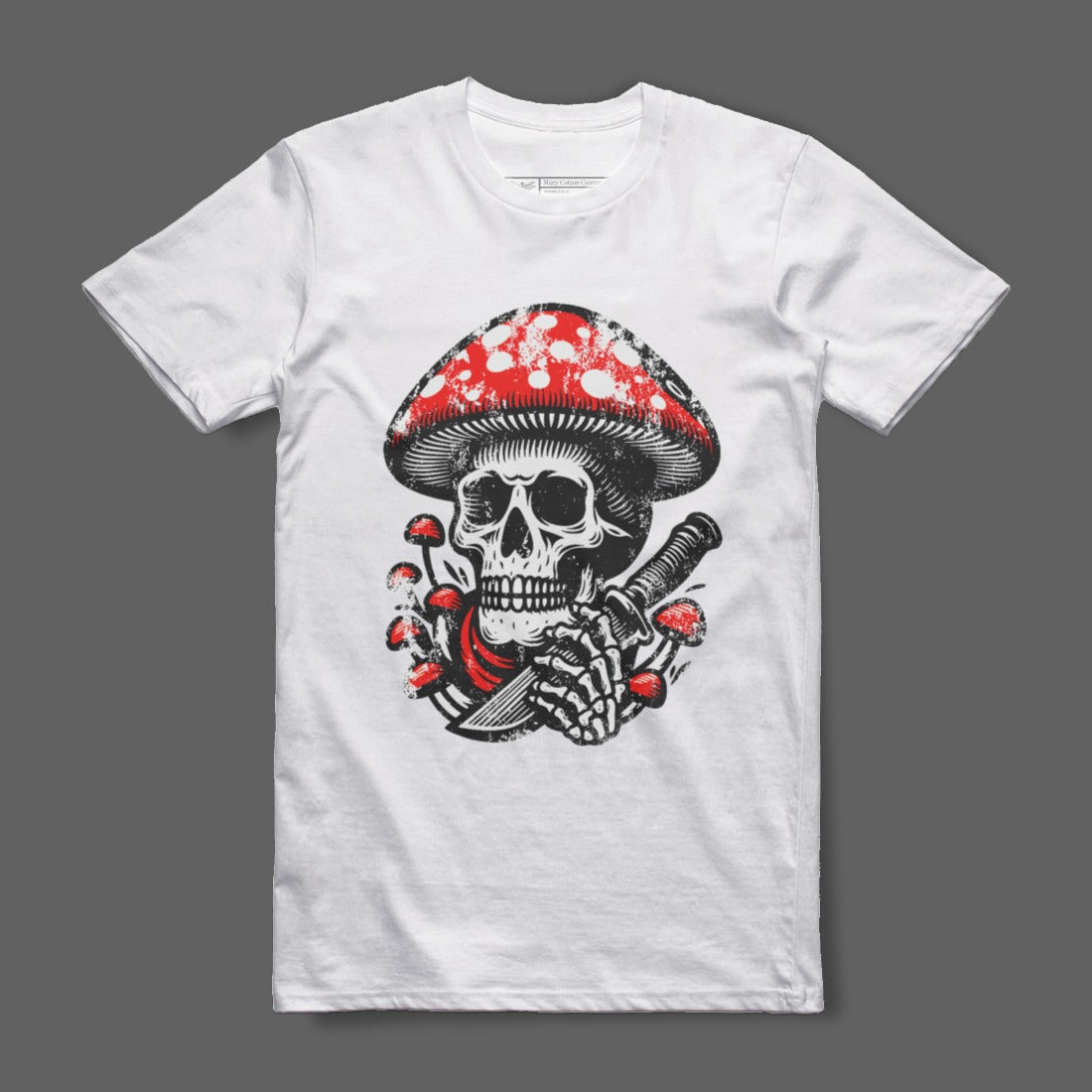 Skull with Mushroom Graphic Printed T-shirt