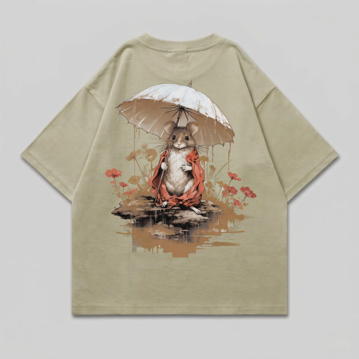 Cute Mouse Umbrella Red Cloak Flowers Water Reflection product type