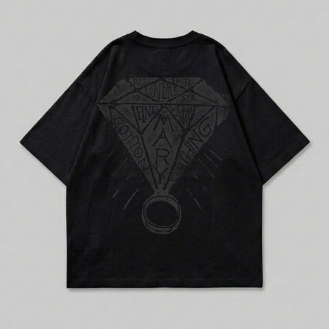 Black t-shirt with diamond graphic and "Cotton Mary Clothing" text on back.