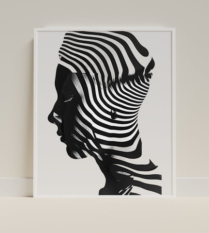 Striking Abstract Black and White Print Artwork