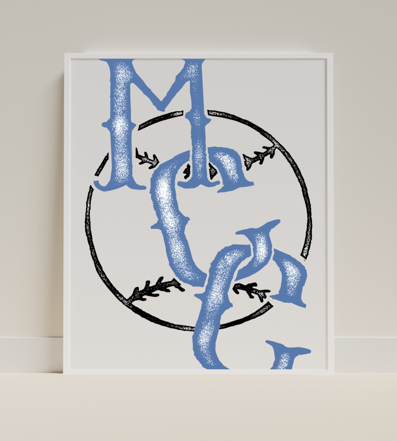 Monogram Lettering Art Print with Circular Design