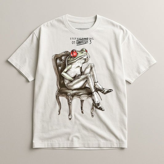 Frog in Chair Wearing Headphones Graphic T-Shirt