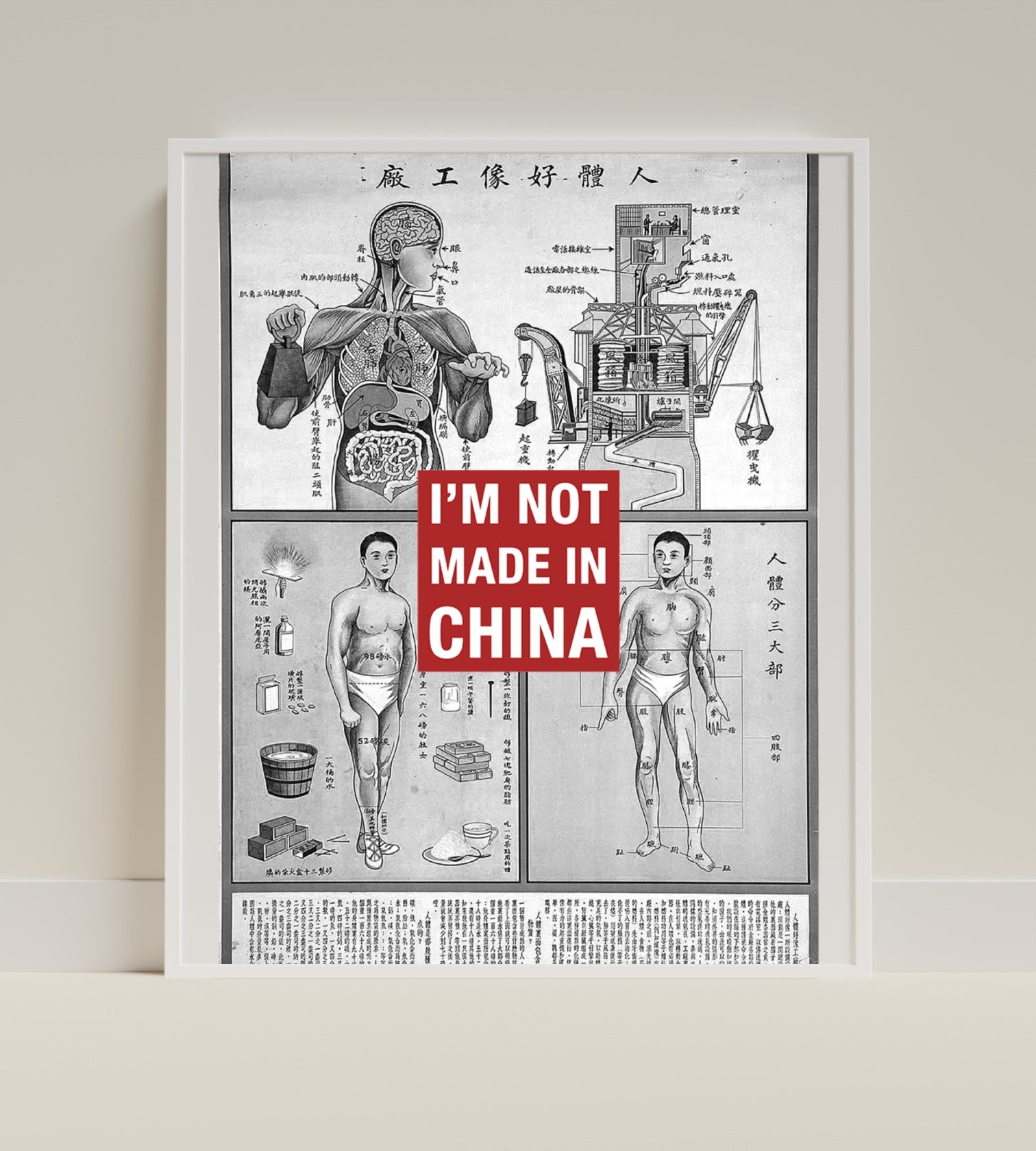 Vintage Anatomical Artwork Poster with Unique Message