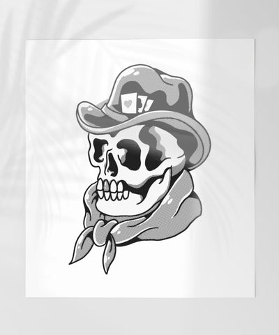 Western Skull Graphic with Cowboy Hat design print