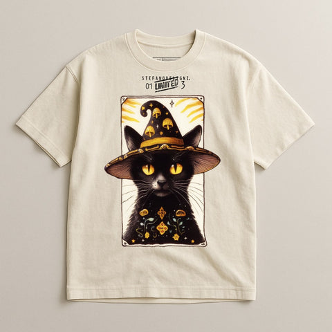Mystical Cat Wizard Graphic Tee for Pet Lovers
