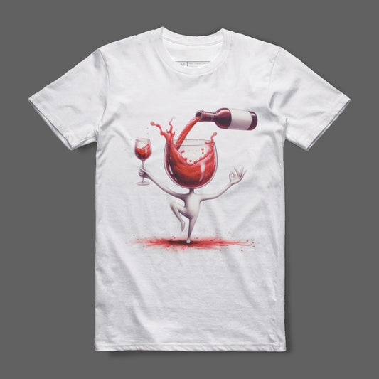 Funny Dancing Wine Glass Character T-Shirt