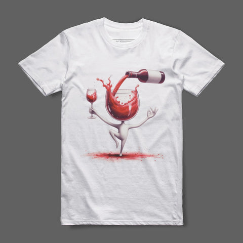Funny Dancing Wine Glass Character T-Shirt