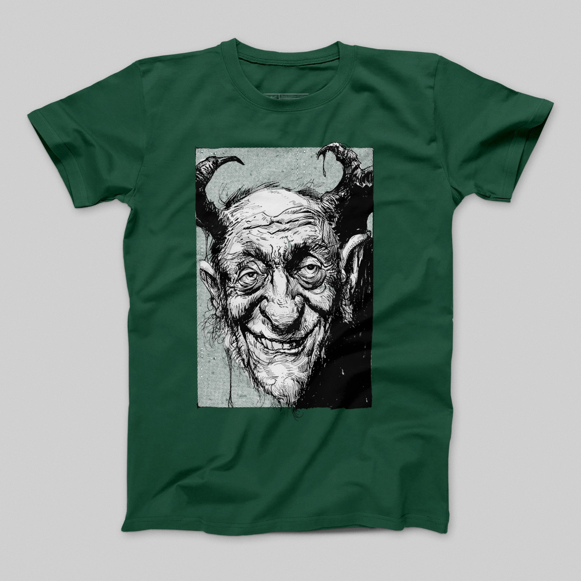 Creepy Grinning Demon T-Shirt with Intricate Design
