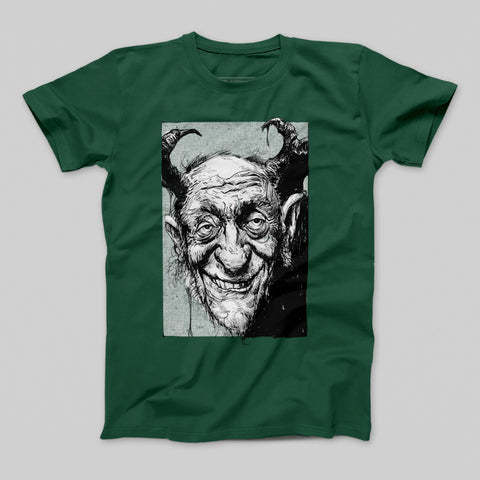 Creepy Grinning Demon T-Shirt with Intricate Design