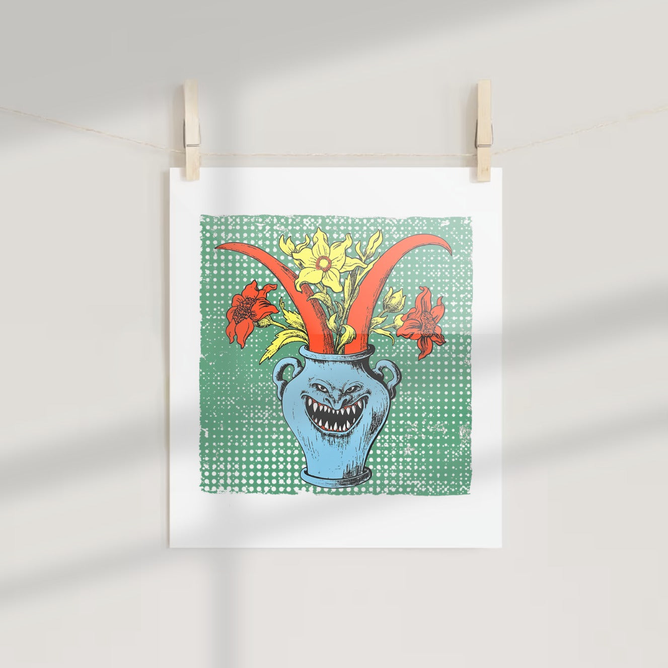Creepy Monster Flower Illustration Print Wall Art Decor