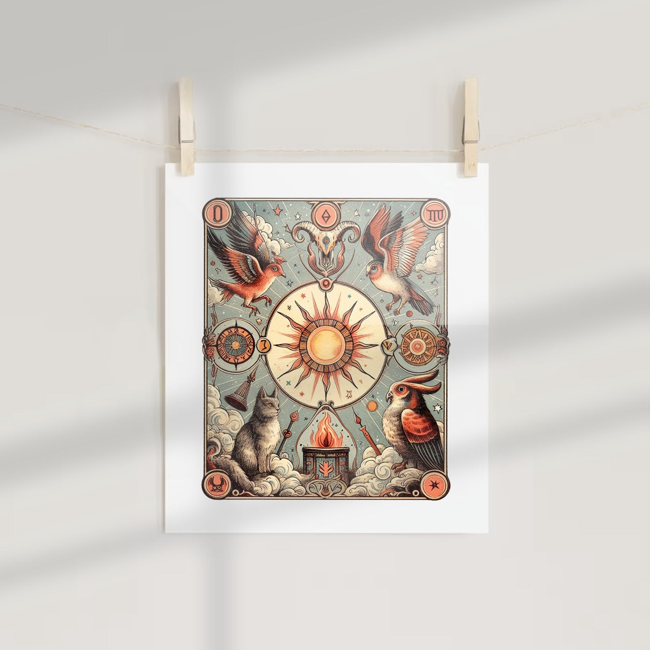Mystical Animal Tarot Card Art Print Wall Decor